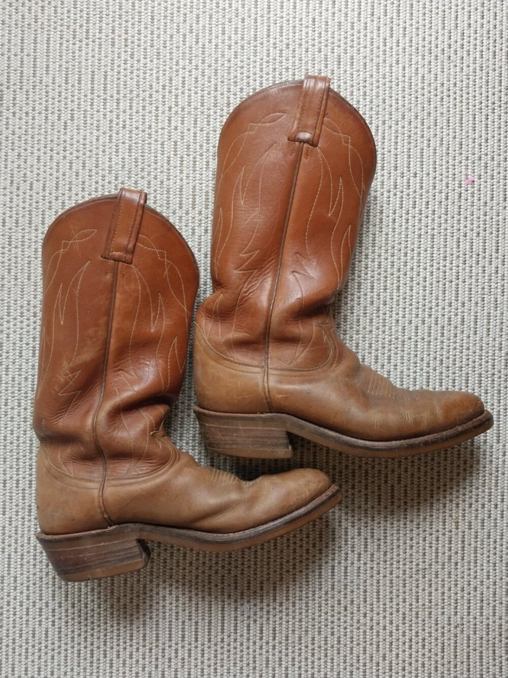 Tony Lama Western Boots Womens 7.5 D Tan Brown Leather Pointy Embroidery Cowgirl - Picture 4 of 15